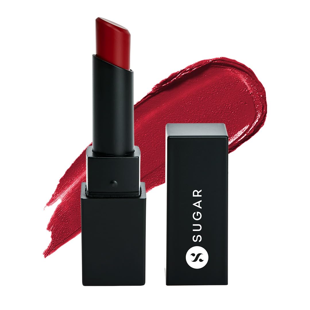 Scarlet Letter matte lipstick tube from SUGAR Cosmetics front view