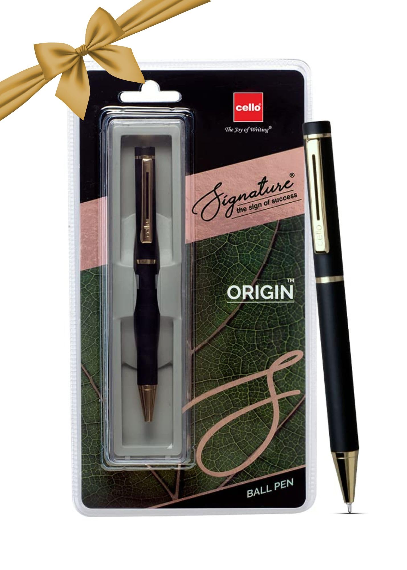 Cello blue ink ball pen with black and golden finish