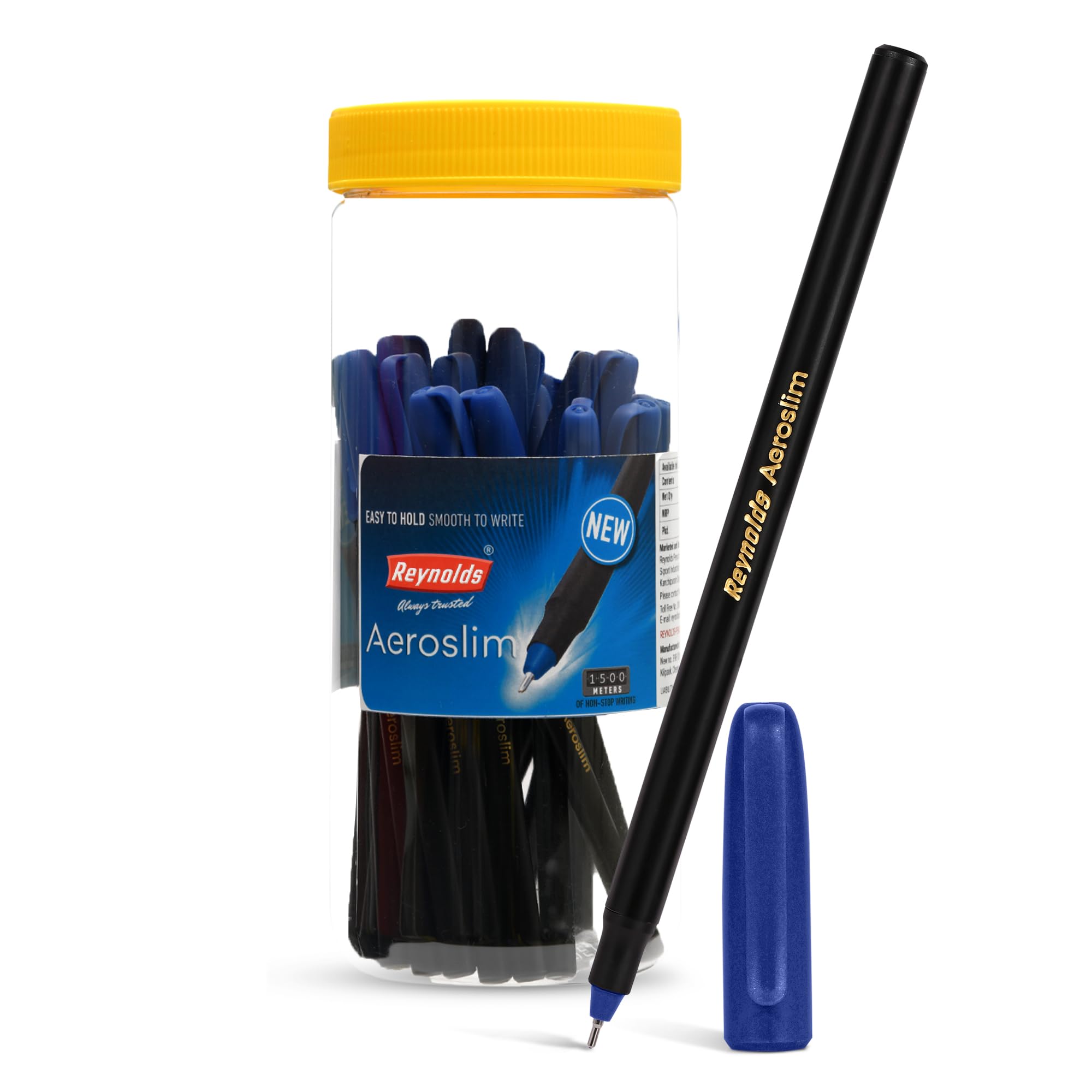 Pack of 25 Reynolds blue ball pens with comfort grip