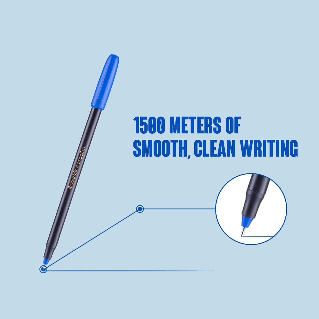 Reynolds AEROSLIM Ball Pen SET - 25 BLUE PENS WITH COMFORTABLE GRIP – view 6