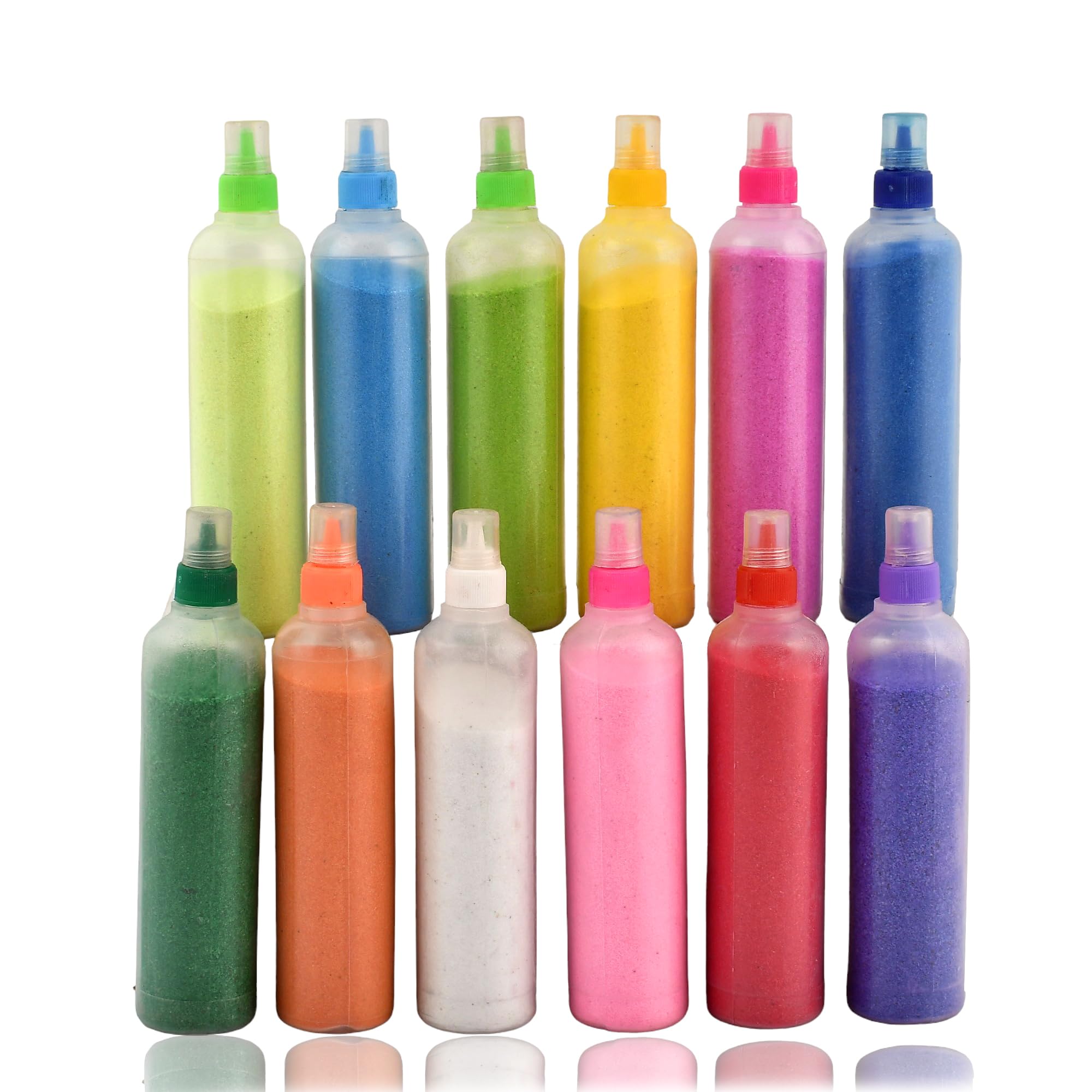 CraftVatika 12 Rangoli Kolam Colour Powder Tube Kit, Diwali Decoration Items Bottles Tool Floor Art Rang for Home Navratri Pongal Pooja Mandir Decor (Pack of 12) (1 Box- 12 Bottle) – view 4