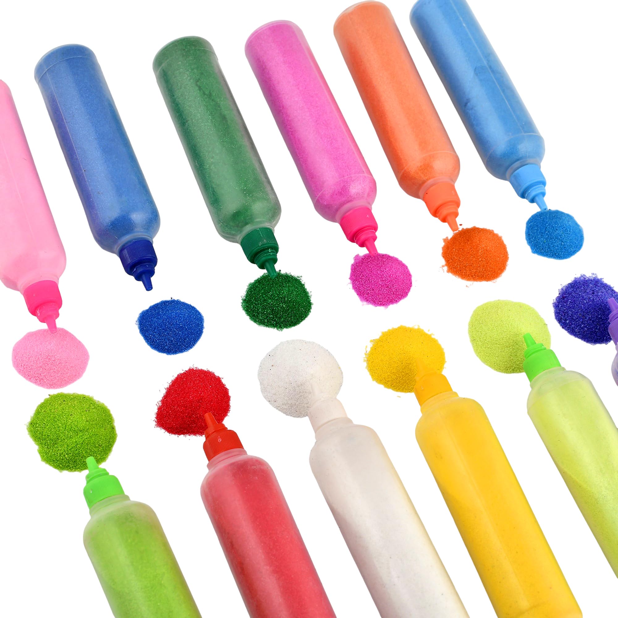 CraftVatika 12 Rangoli Kolam Colour Powder Tube Kit, Diwali Decoration Items Bottles Tool Floor Art Rang for Home Navratri Pongal Pooja Mandir Decor (Pack of 12) (1 Box- 12 Bottle) – view 5