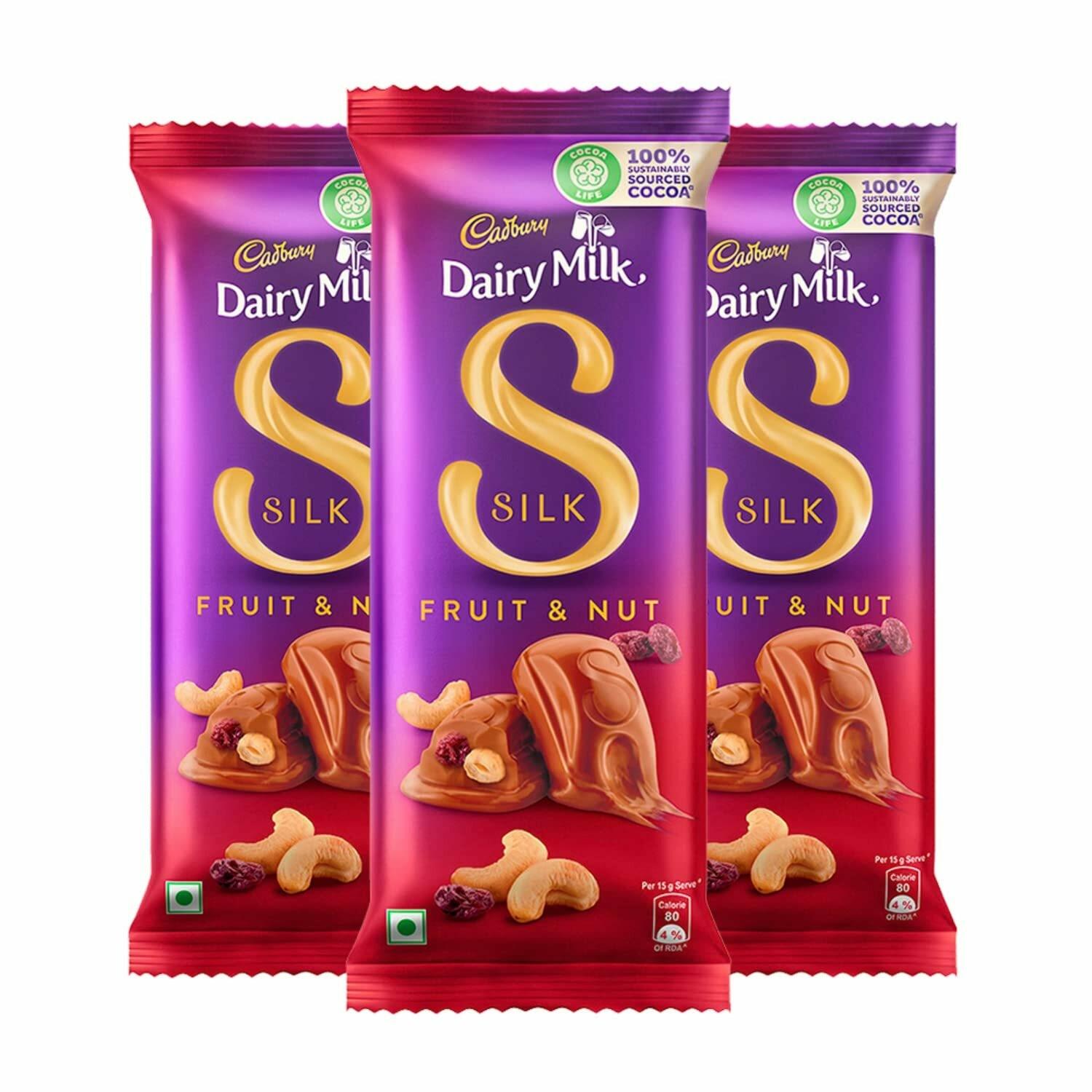 Cadbury Silk Fruit and Nut milk chocolate bars, 129 g pack