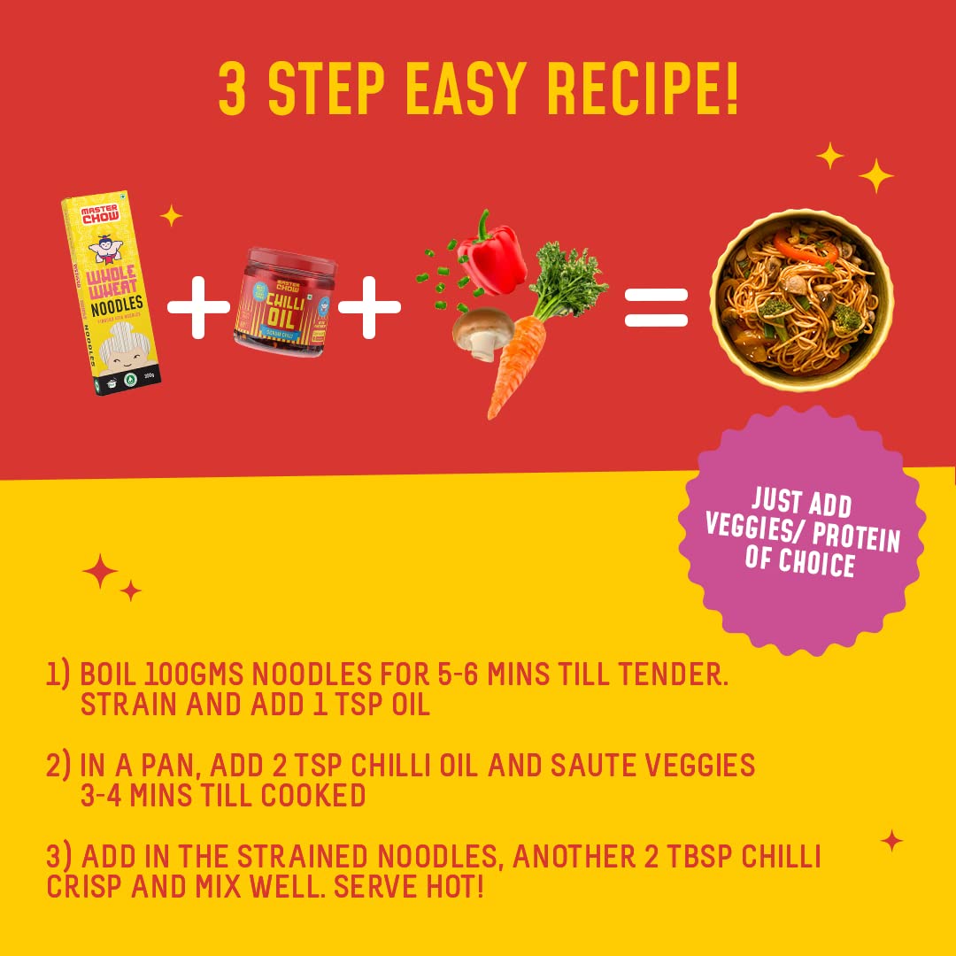 MasterChow Sichuan Chilli Oil Whole Noodle Pack - Spicy & Crunchy Chilli Oil Dip with Healthy Whole Wheat Noodles – view 5
