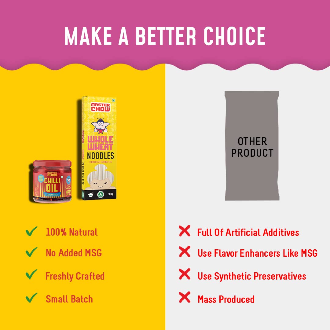 MasterChow Sichuan Chilli Oil Whole Noodle Pack - Spicy & Crunchy Chilli Oil Dip with Healthy Whole Wheat Noodles – view 8