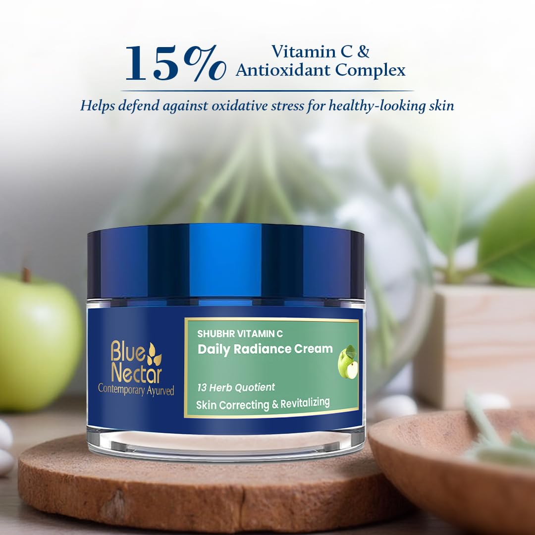 Blue Nectar Natural Vitamin C Face Cream for Glowing Skin Dark Spot Removal Cream for Women with Green Apple and Almond Oil 13 Herbs 50g – view 3