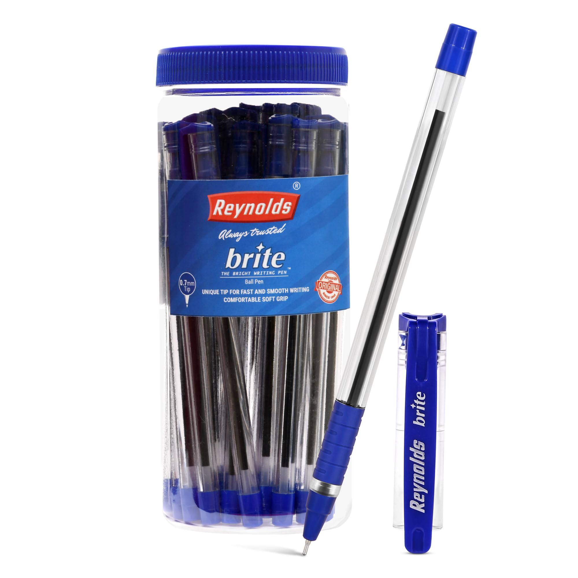 Pack of 25 Reynolds Brite blue retractable ball pens