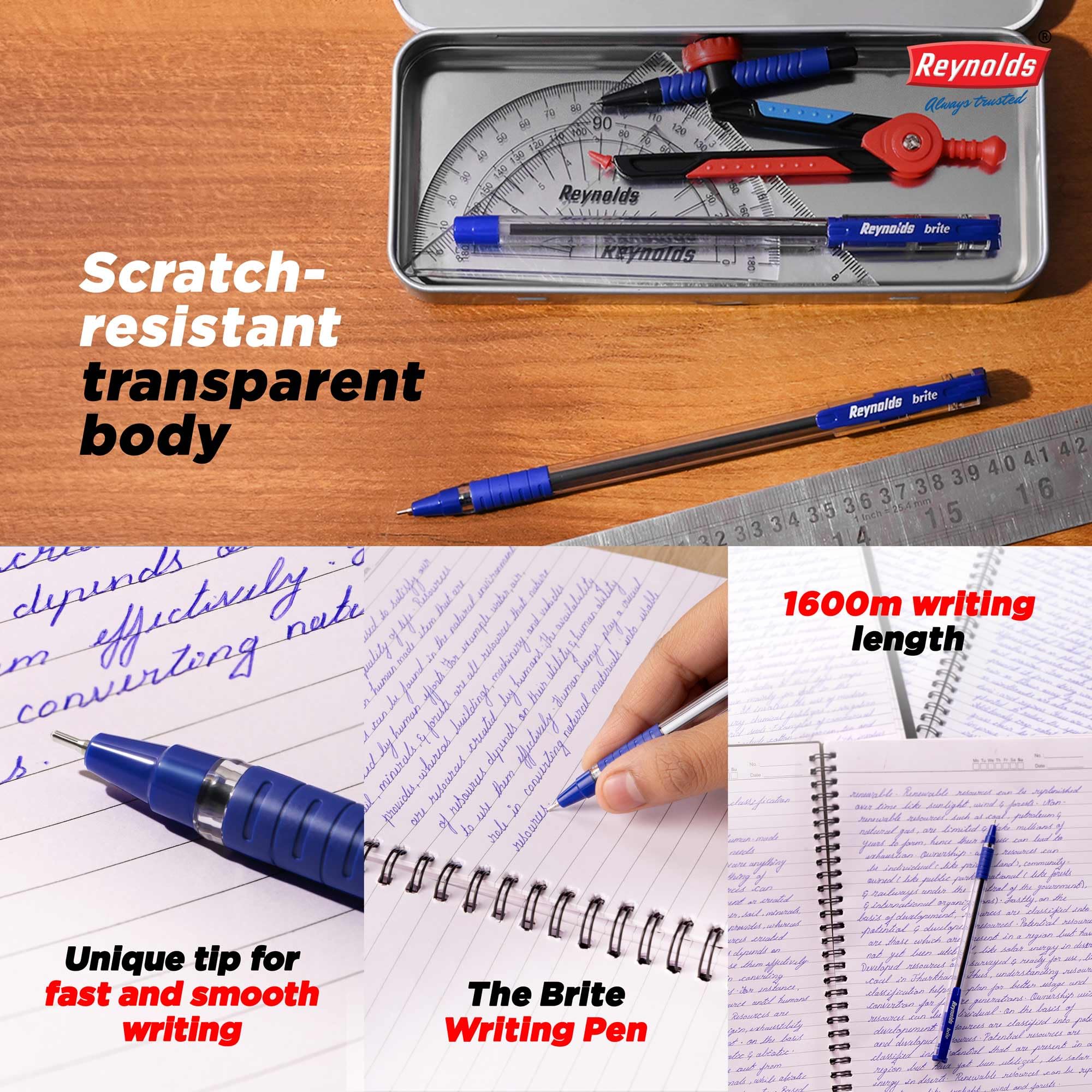 Reynolds BRITE Ball Pen SET - 25 BLUE PENS WITH COMFORTABLE GRIP – view 2