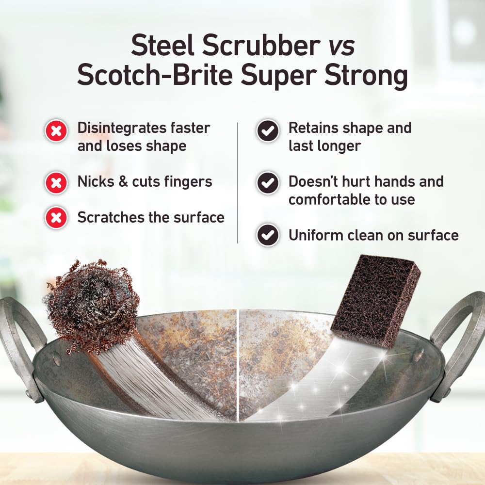 Scotch-Brite Super Strong Scrub pad for Everyday Tough Stains (Replacement to Steel Scrubber for Kitchen) – view 6