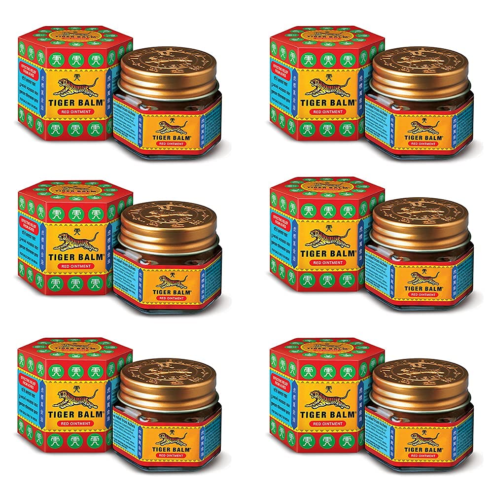 Tiger Balm Red Ointment | 21ml each | Pack of 6 | Ayurvedic Pain Relief Balm | for Effective Relief from Joint Pain, Back Pain, Body Pain, Knee Pain, Muscular Ache & Sprain | Combo Pack