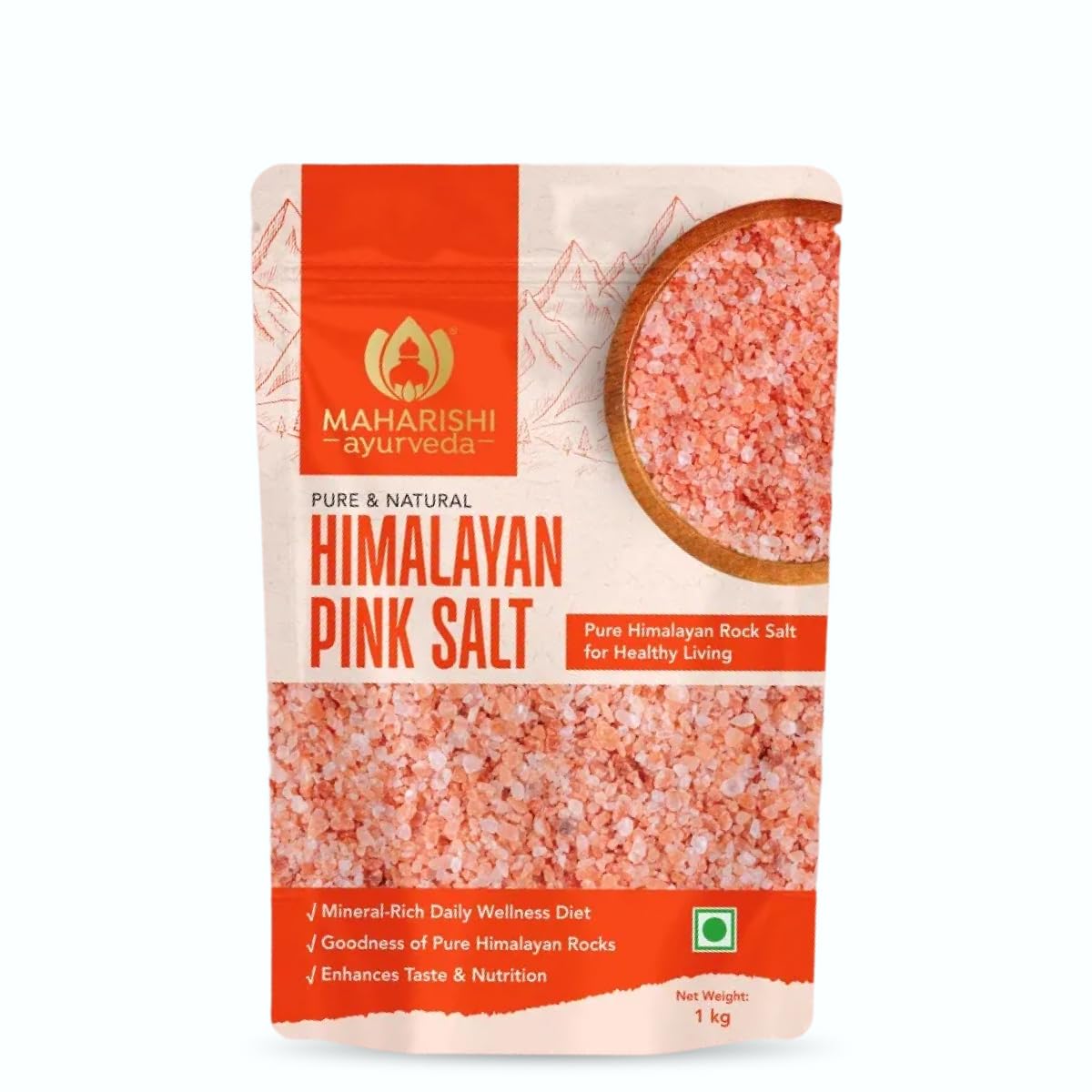 Maharishi Ayurveda Himalayan Pink Salt | Pure, Unrefined Sendha Namak | Mineral-Rich Natural Salt for Daily Cooking | 1 kg