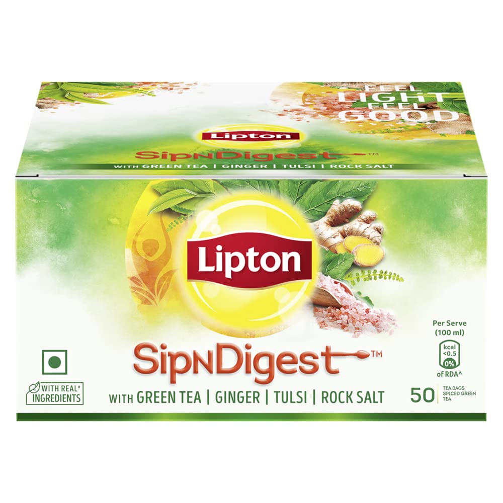 Lipton spiced green tea bags pack with ginger and tulsi