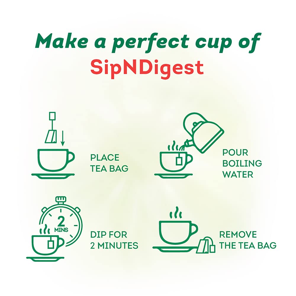 Lipton Sipndigest with Green Tea, Ginger, Tulsi & Rock Salt (Spiced Green Tea Bags), 50 Pcs, 90 Grams – view 4