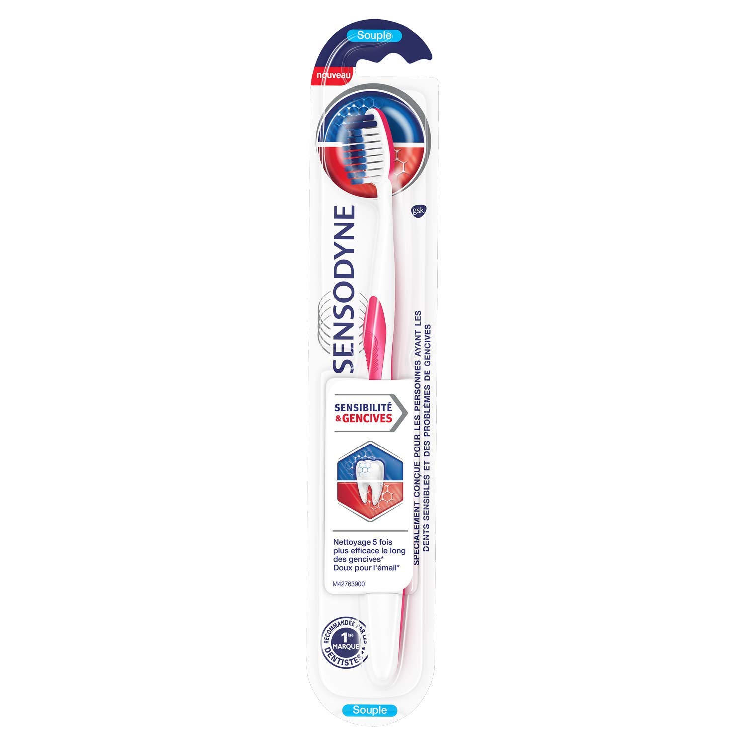 Sensodyne soft white toothbrush with oval head and rubber handle