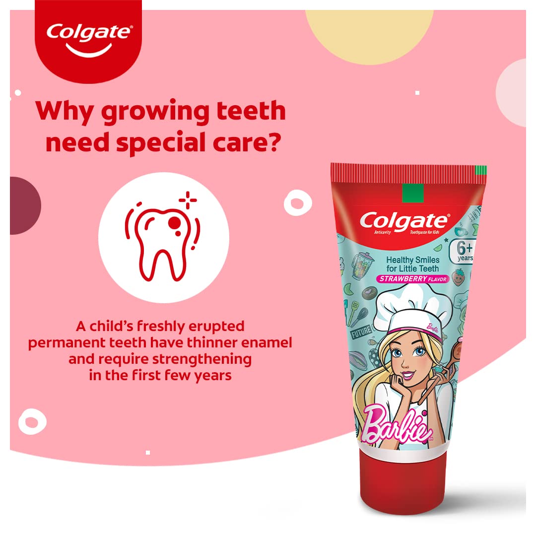 Colgate Kids Batman Manual Toothbrush (Pack of 3,Multicolor) & Colgate Kid's Barbie 80g Anticavity Toothpaste -Strawberry Flavour COMBO – view 7