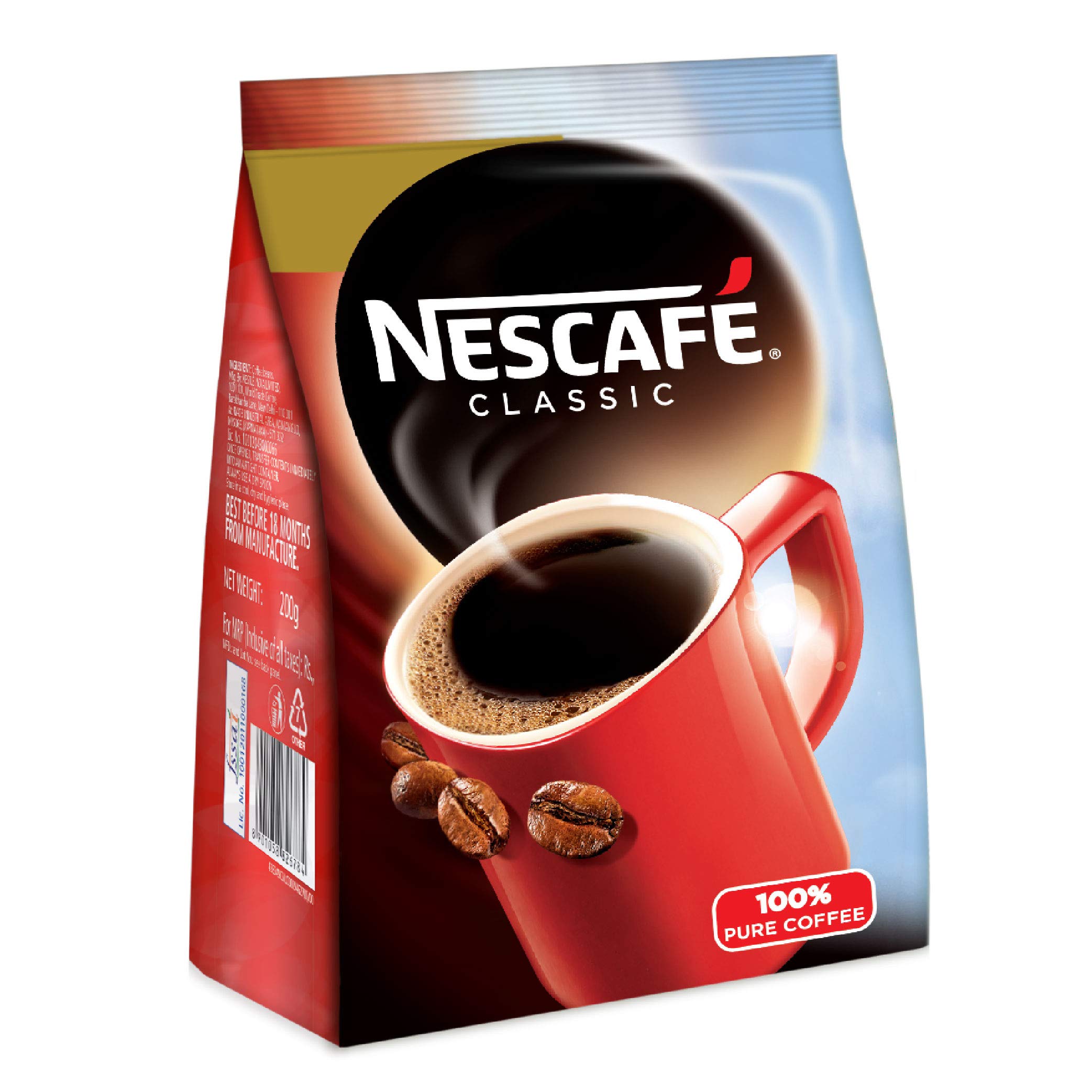 Nescafe Classic medium roast instant coffee powder in 200 g pouch