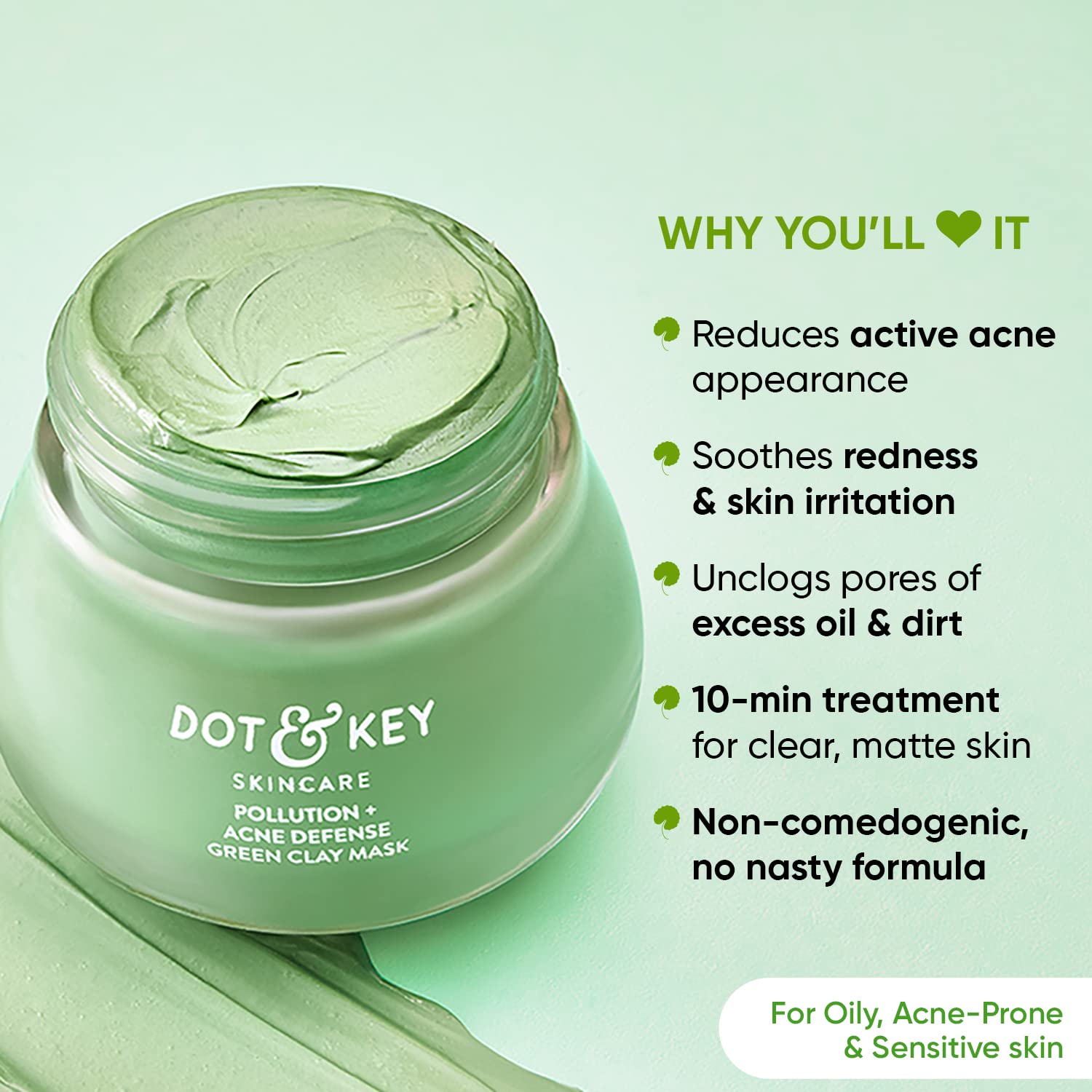 Dot & Key Skin Care Pollution + Acne Defense Green Clay Mask – view 2