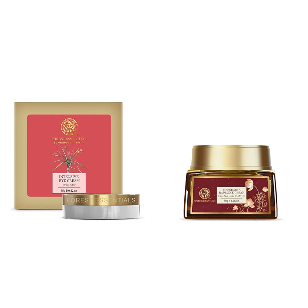 Forest Essentials Intensive Eye Cream with Anise, 15g & Forest Essentials Soundarya Radiance Cream With 24K Gold & SPF25 (2020) 50g – view 1