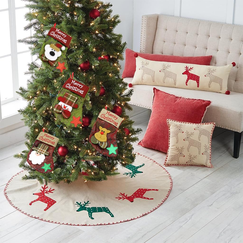 HASTHIP 4Pcs Christmas Stockings Cute Santa, Reindeer, Bear, Snowman Print Small Christmas Tree Decoration Items Hanging Christmas Decorations Ornaments Stocking for Xmas Tree, Home Decor, Wall – view 7