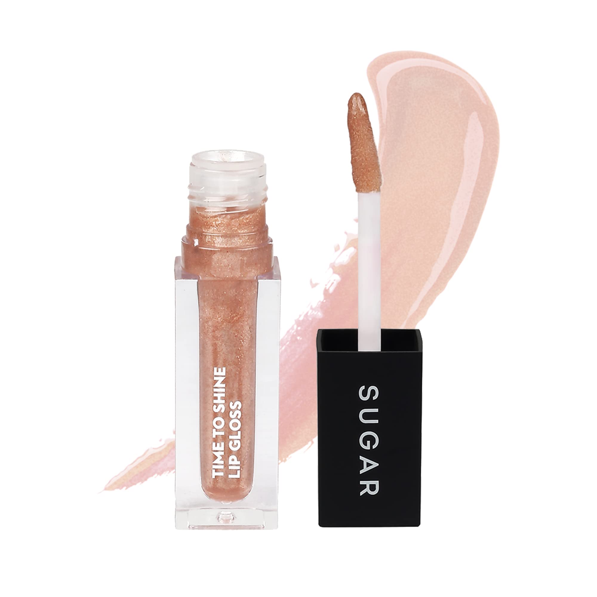 Golden beige shimmer SUGAR lip gloss with glossy liquid finish