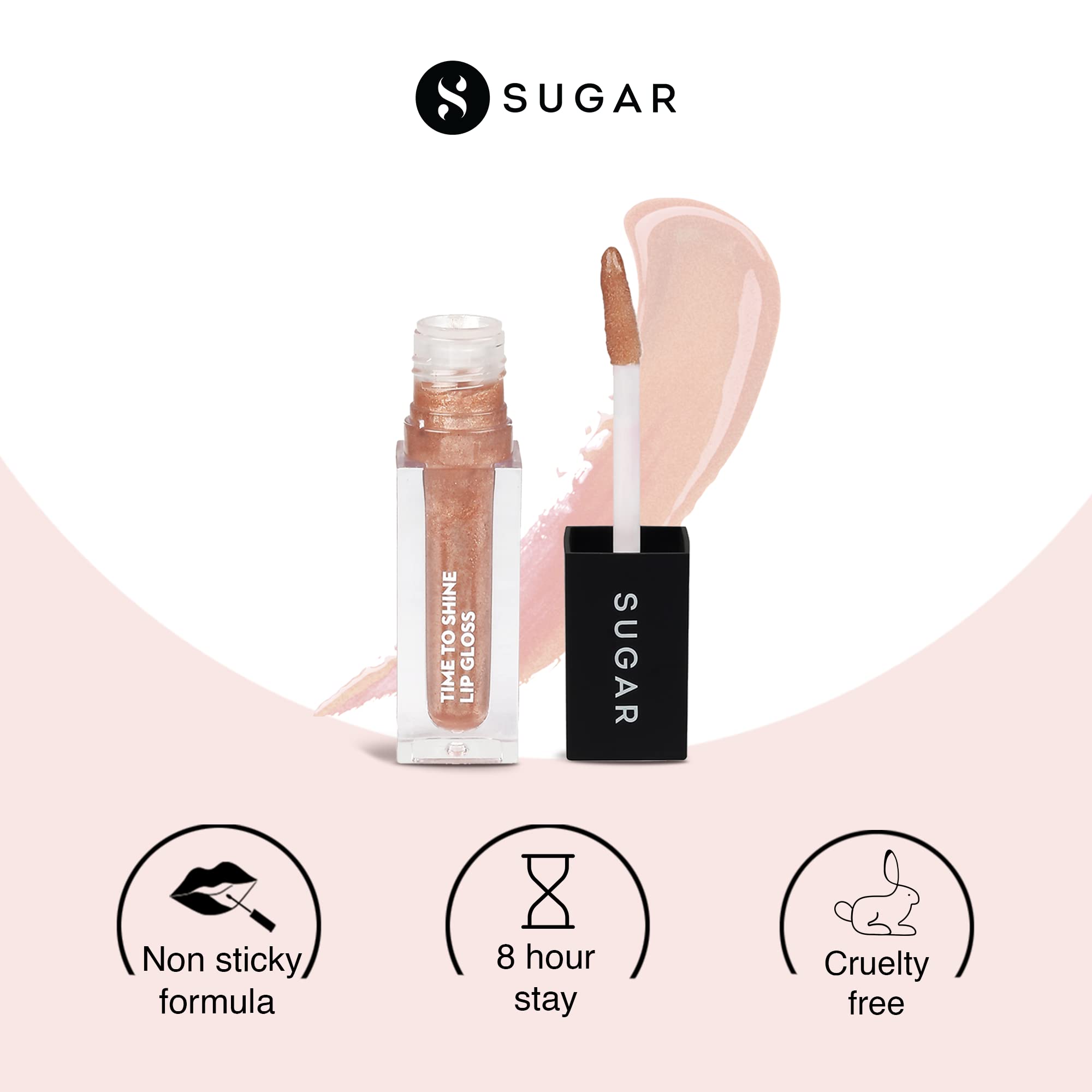 SUGAR Cosmetics - Time To Shine - Lip Gloss - 10 Princess Aurora (Golden beige with Shimmer) - 4.5 gms - High Shine Lip Gloss with Jojoba Oil – view 2