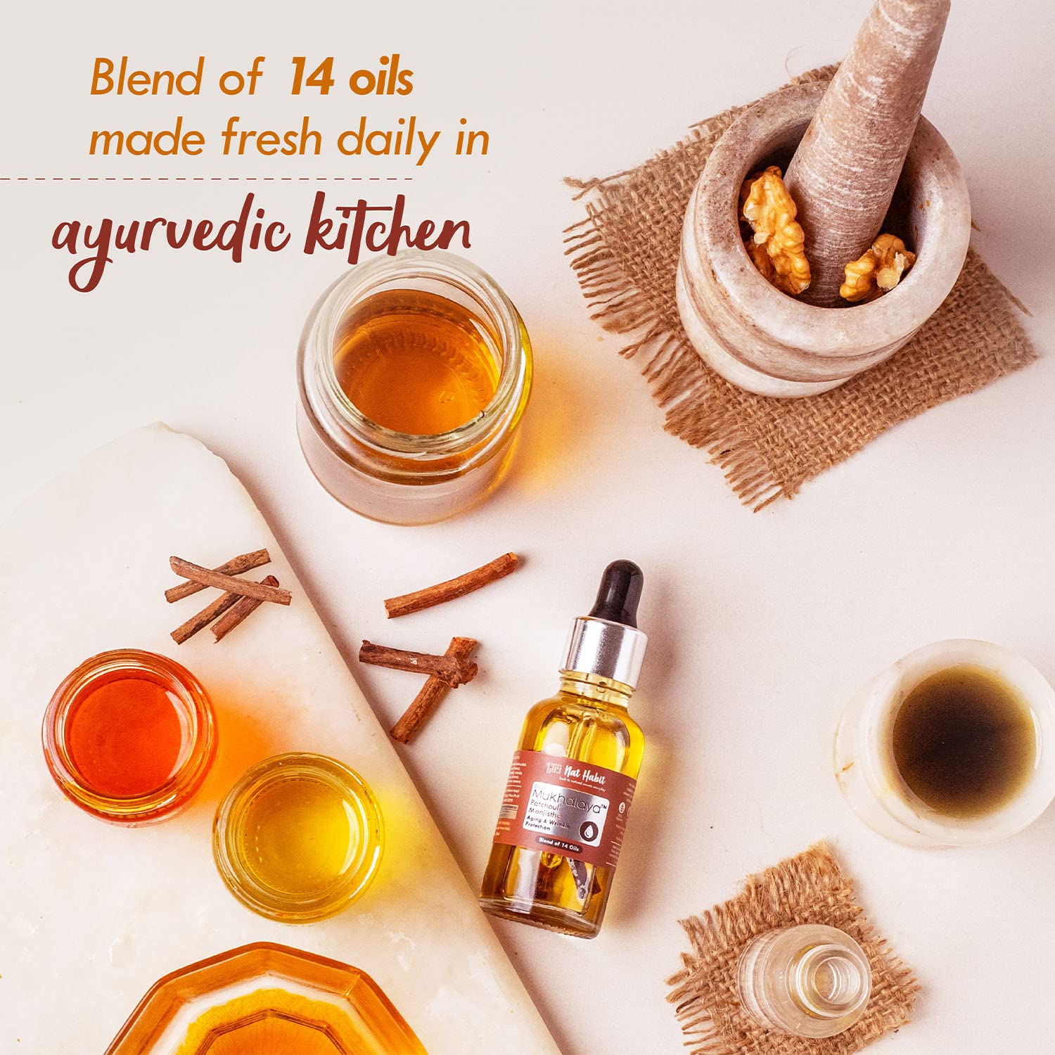 Nat Habit Patchouli Manjistha Mukhalaya, Face Oil For Aging & Wrinkle Protection with Blend of 14 Cold Pressed Oils, No Mineral Oil or Chemicals (30ml) – view 6