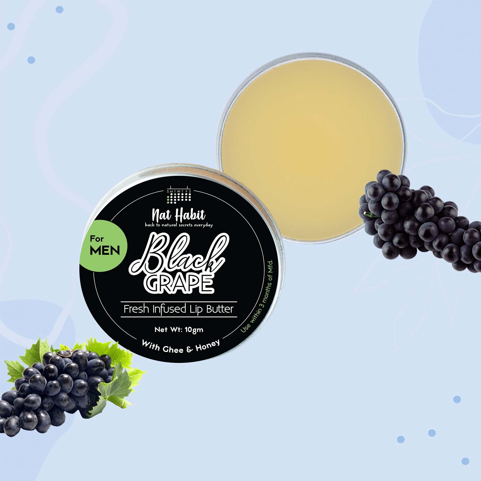 Nat Habit Men's Black GrapeLip Balm Fresh Infused Lip Butter With Grapeseed & Raw Honey For Lip Pigmentation, Lightening, Lip Repair, Dark And Chapped Lips,8gm – view 9