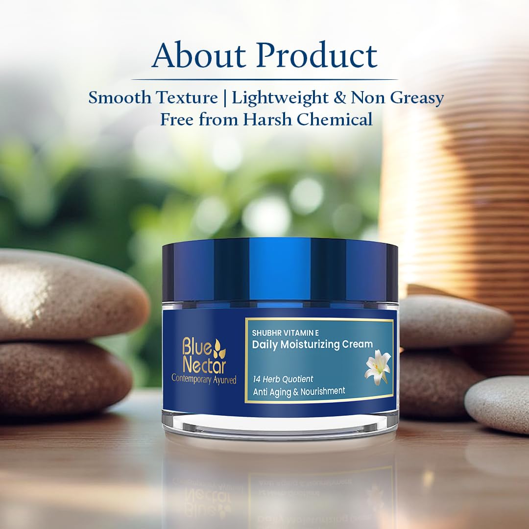 Blue Nectar Anti Aging Cream for Women for Wrinkles Fine Lines with Plant Based Vitamin C Vitamin E 14 Herbs 50g – view 7