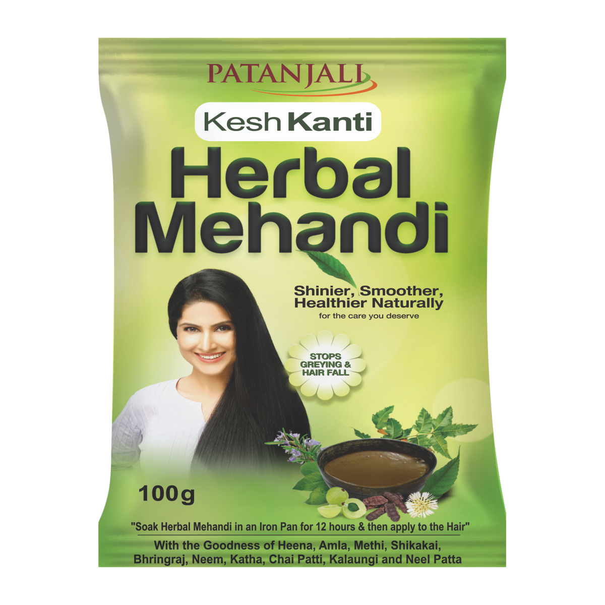 Patanjali herbal mehandi powder sachet for temporary brown hair color