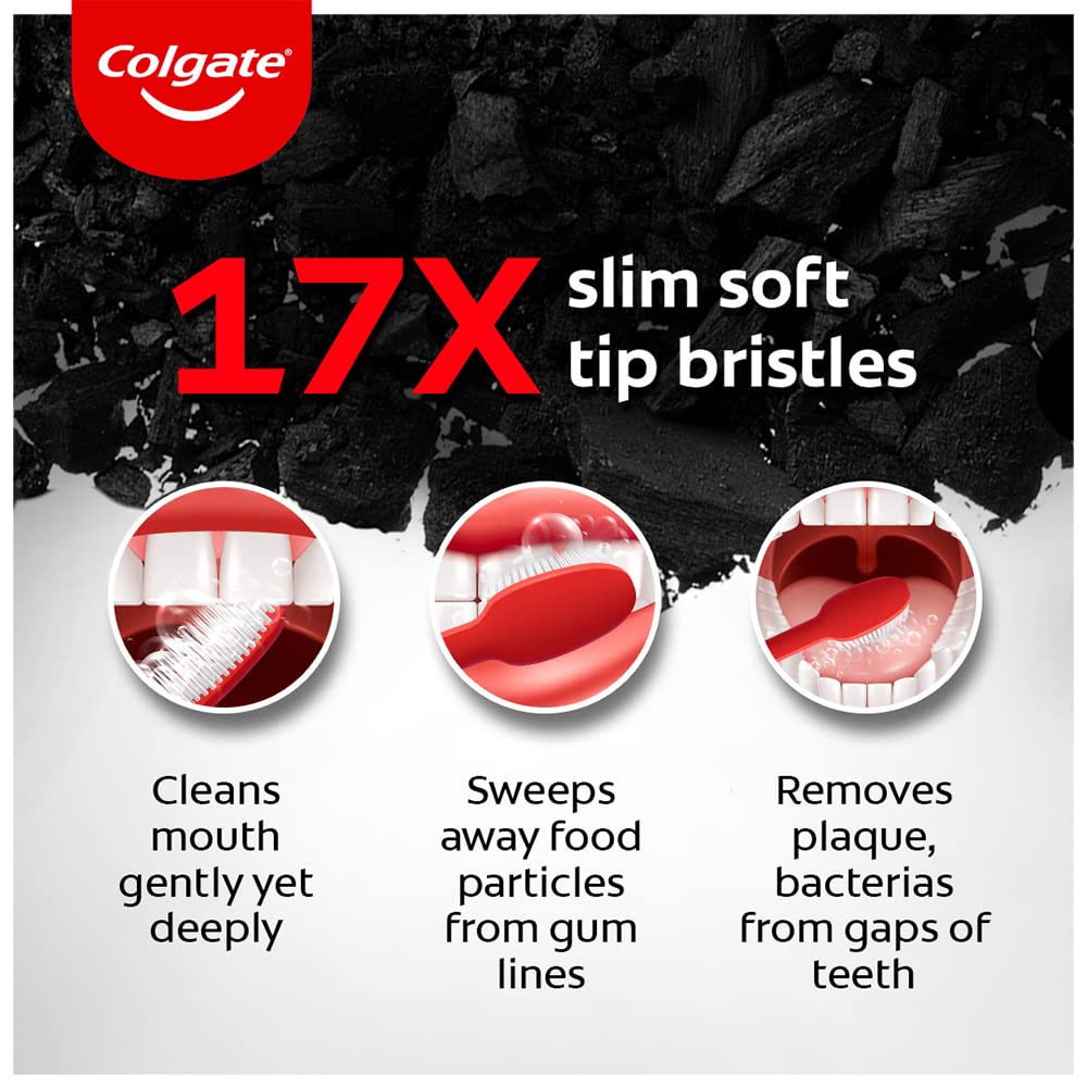 Colgate Slimsoft Charcoal Manual Toothbrush for Adults (Buy 2, Get 2 Free) - 4 Pcs, 17X Slimmer Tip Bristles – view 3