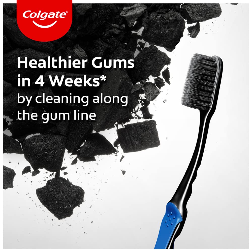 Colgate Slimsoft Charcoal Manual Toothbrush for Adults (Buy 2, Get 2 Free) - 4 Pcs, 17X Slimmer Tip Bristles – view 4