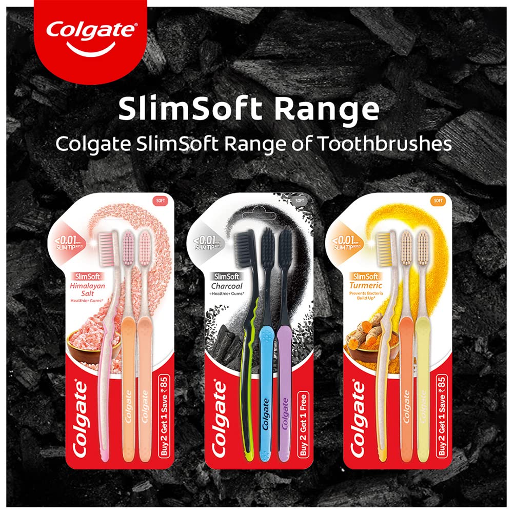 Colgate Slimsoft Charcoal Manual Toothbrush for Adults (Buy 2, Get 2 Free) - 4 Pcs, 17X Slimmer Tip Bristles – view 6