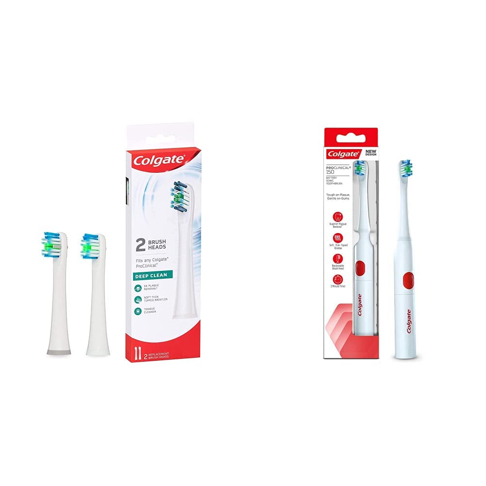 Colgate ProClinical 150 white electric toothbrush with replacement brush heads