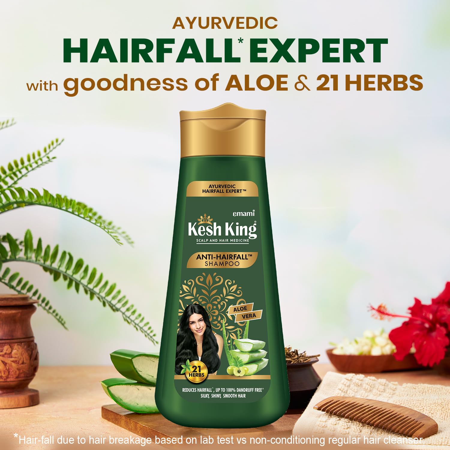 Kesh King Ayurvedic Anti Hairfall Shampoo Reduces Hairfall 21 Natural Ingredients With The Goodness Of Aloe Vera, Bhringraja And Amla For Silky, Shiney, Smooth Hair, 340Ml – view 2