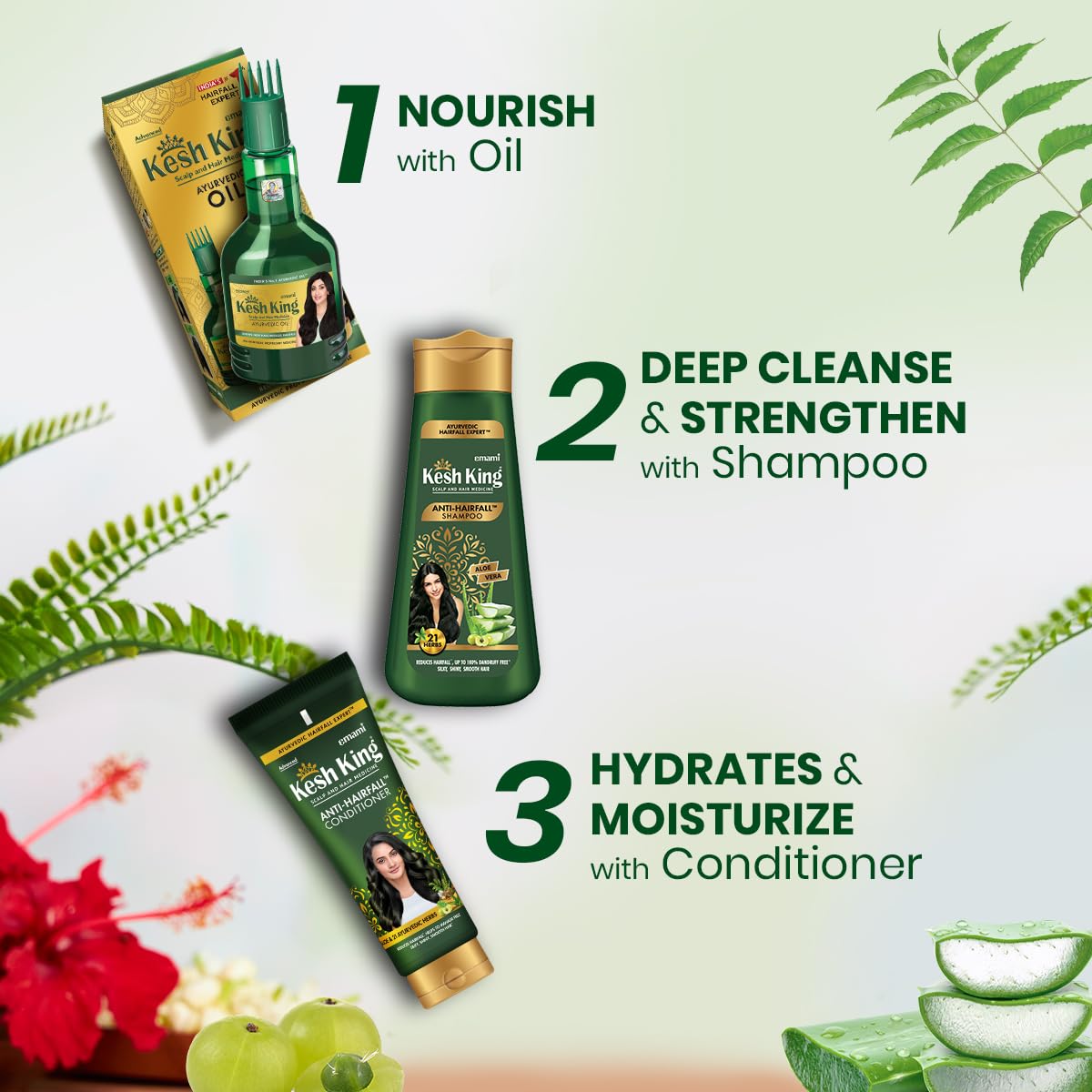 Kesh King Ayurvedic Anti Hairfall Shampoo Reduces Hairfall 21 Natural Ingredients With The Goodness Of Aloe Vera, Bhringraja And Amla For Silky, Shiney, Smooth Hair, 340Ml – view 4