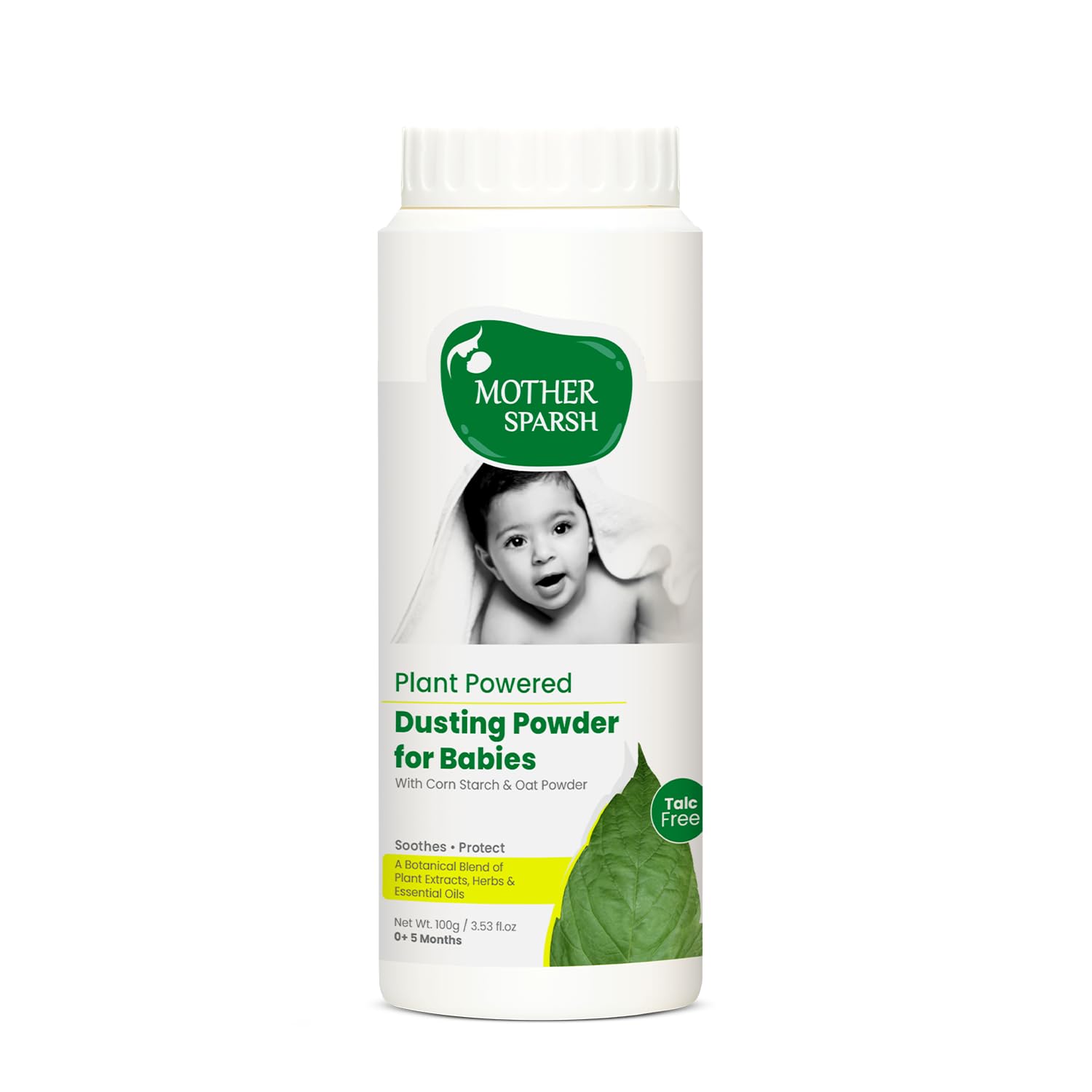 Plant-powered baby dusting powder with corn starch and oat powder