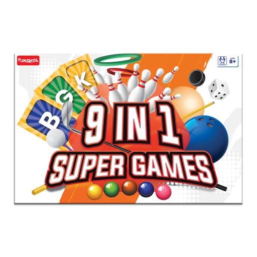 Funskool Super 9 in 1 board game box and pieces