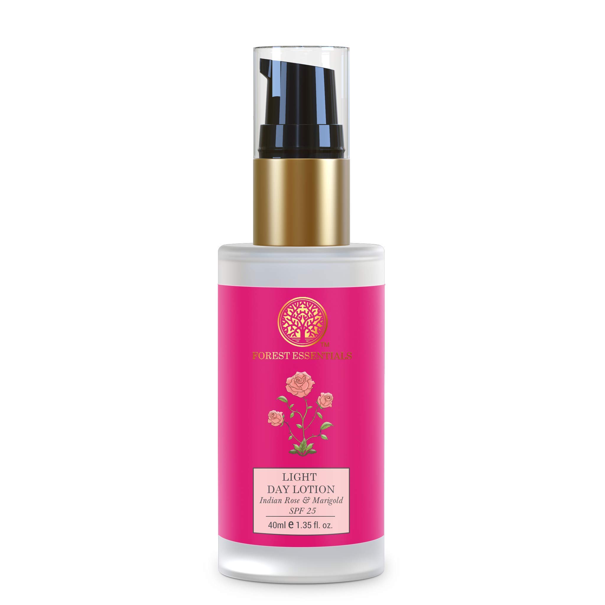 Forest Essentials light day lotion rose and marigold bottle