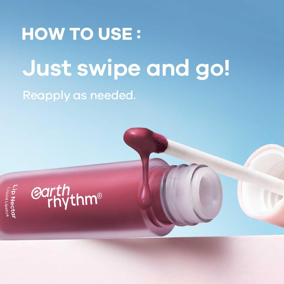 Earth Rhythm Lip Nectar Matte Liquid Lipstick, Weightless, Never Drying, No Mineral Oil 5g - Rose – view 7
