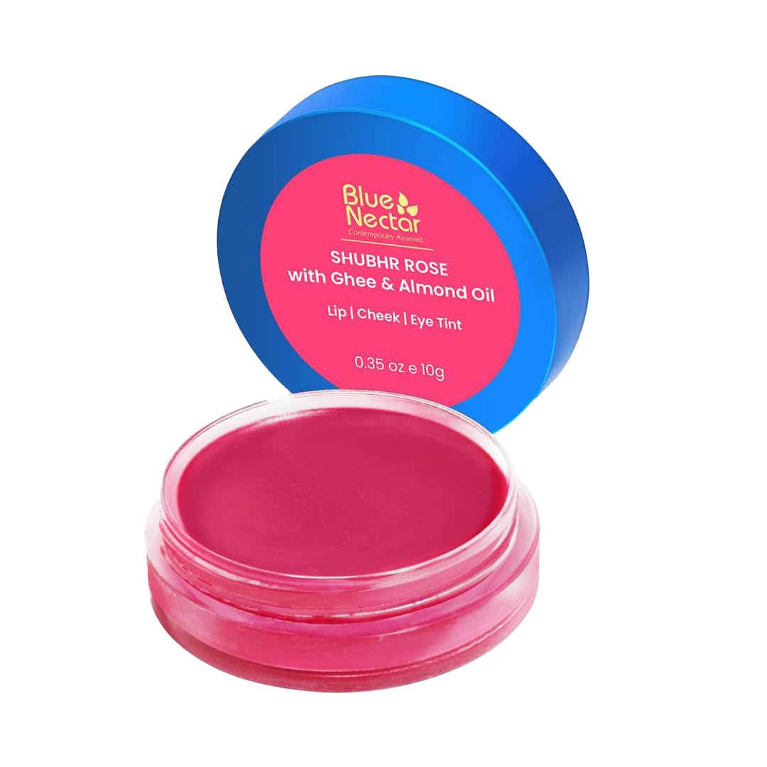 Blue Nectar Lip Tint Balm for Rosy Pink Tinted Lips | Naturally Tinted Balm for Dark Lips with Organic Ghee & Shea Butter | Long Lasting Lip Mosturizer (10g)