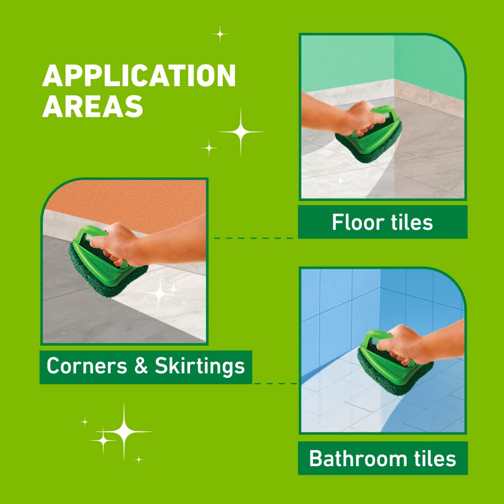 Scotch-Brite Bathroom Tile Scrubber Brush- Cleans Tiles, hard to reach corners, Floors, Tough stain removal, Ergonomic handle for excellent grip, Triangular Head for easy cleaning – view 4