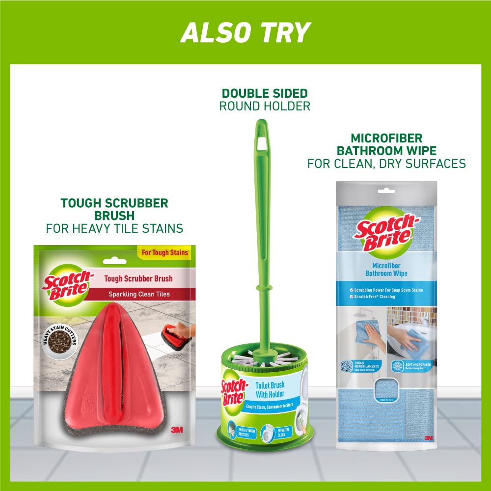 Scotch-Brite Bathroom Tile Scrubber Brush- Cleans Tiles, hard to reach corners, Floors, Tough stain removal, Ergonomic handle for excellent grip, Triangular Head for easy cleaning – view 6