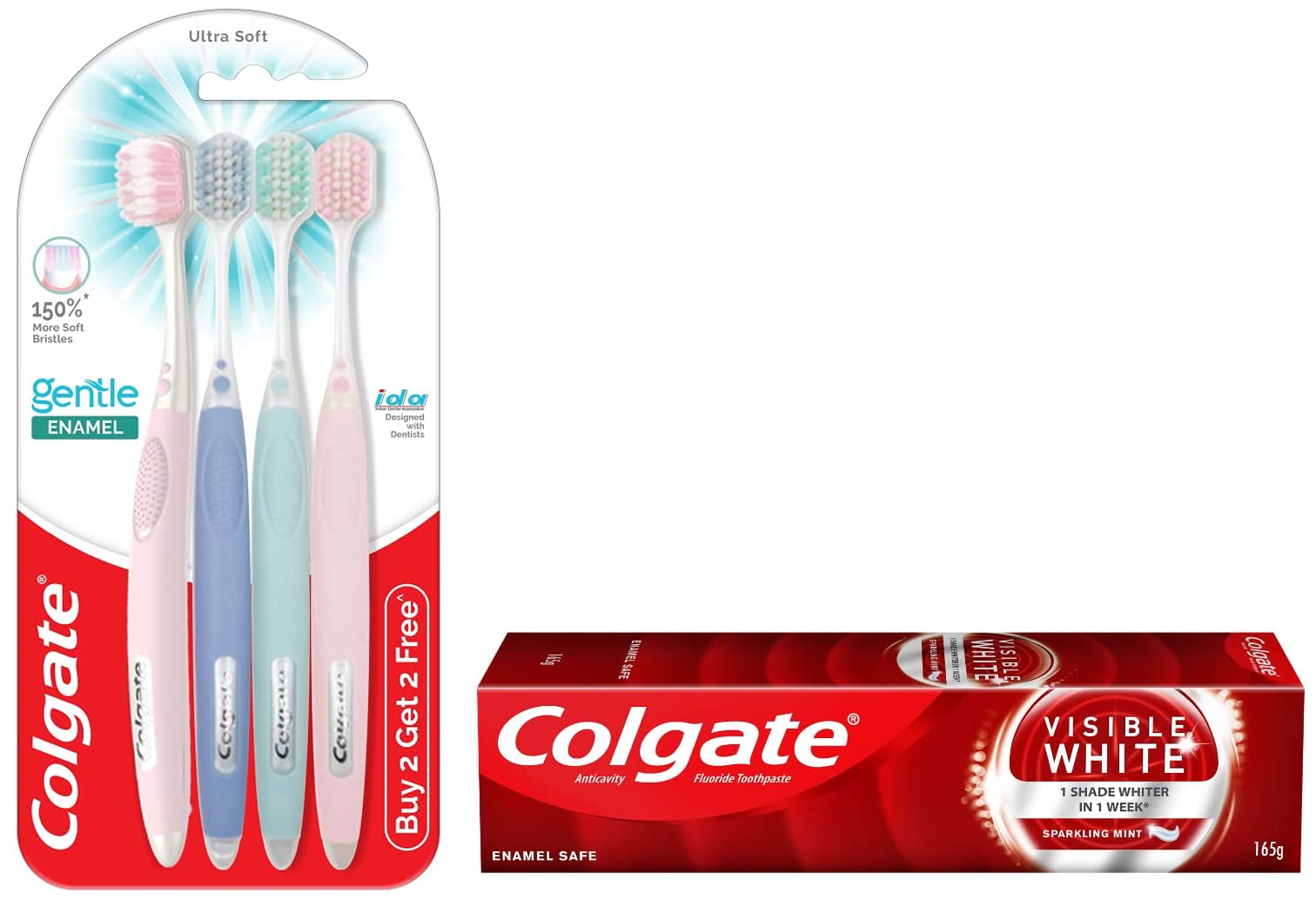 Colgate manual toothbrush set and whitening toothpaste for adults