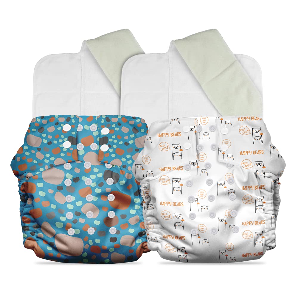 Pack of two Mother Sparsh baby cloth diapers with snap buttons
