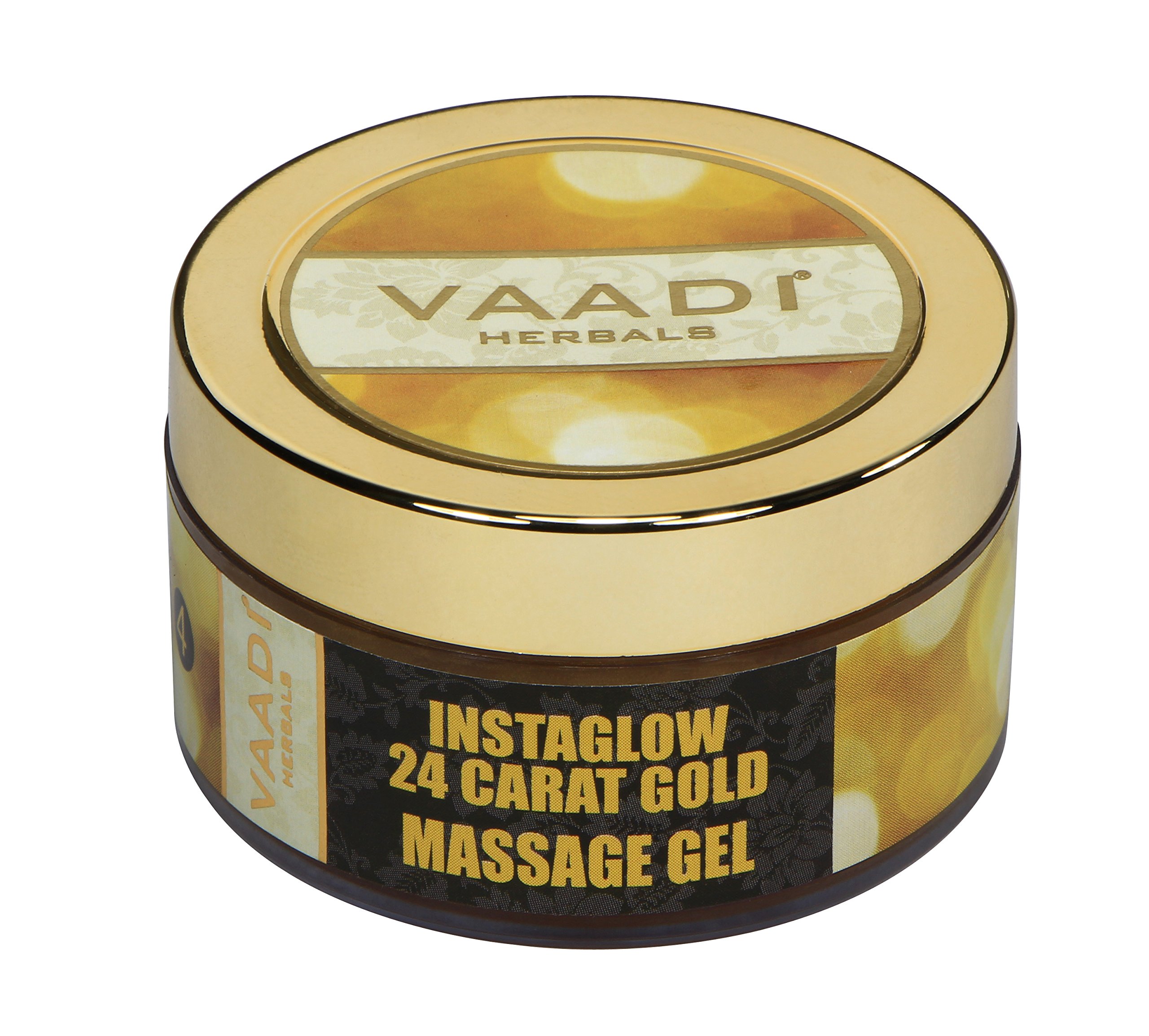 Vaadi Herbals gold massage gel jar packaging hero shot