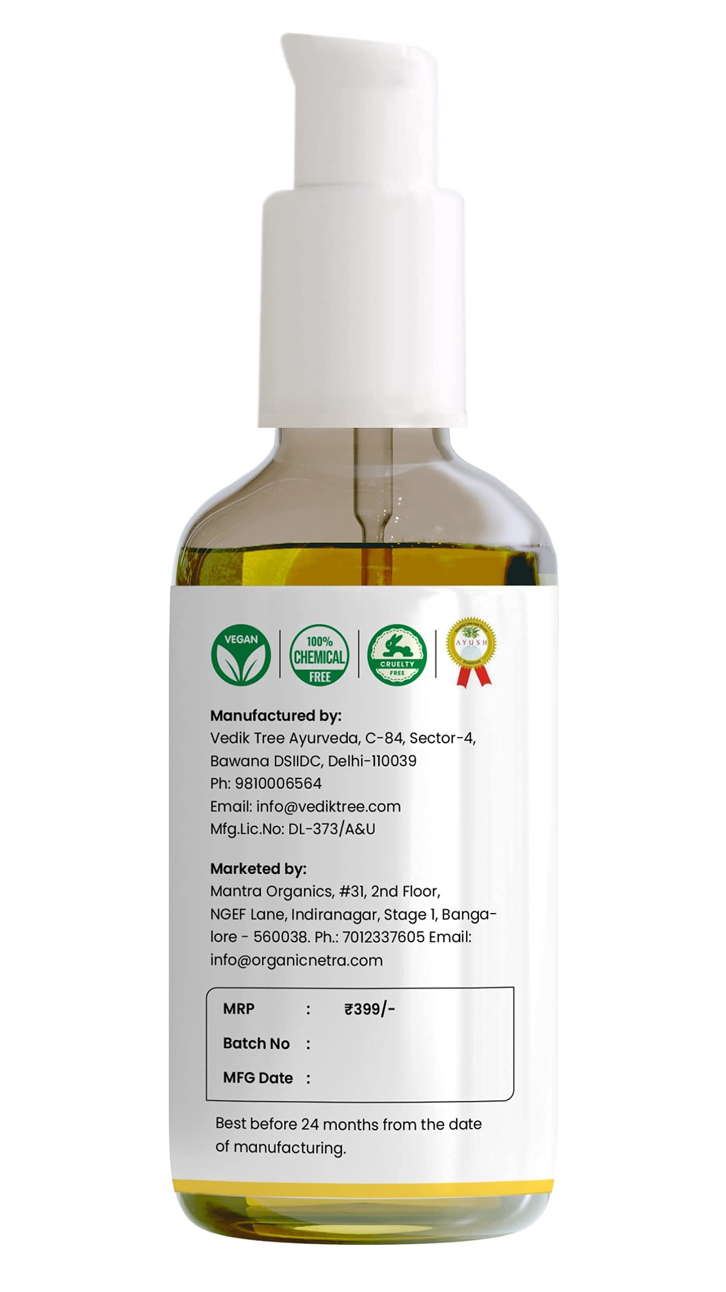 Organic Netra 100% Pure Plant Based Vitamin E Oil For Radiant,Moisturized Youthful Skin For Men and Womens, Reduces scars,stretch marks,wrinkles, helps in hair growth -30 ml. – view 5