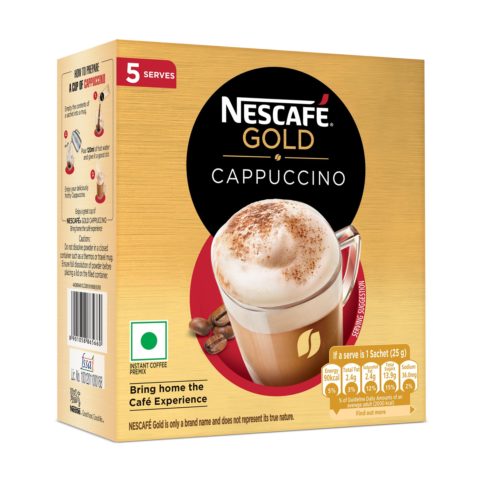 Nescafe Cappuccino instant coffee premix 125 g box front view