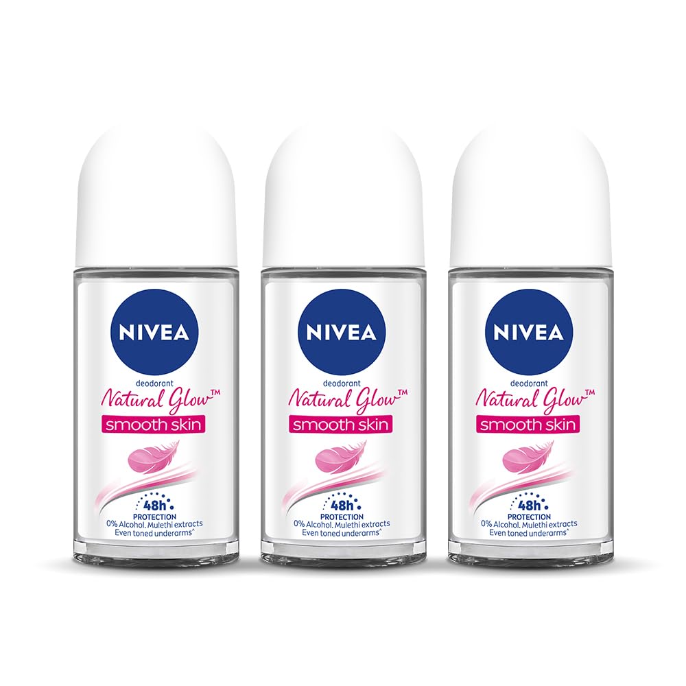 Nivea Deodorant Roll On, Whitening Smooth Skin For Women, 50ml (Pack Of 3)