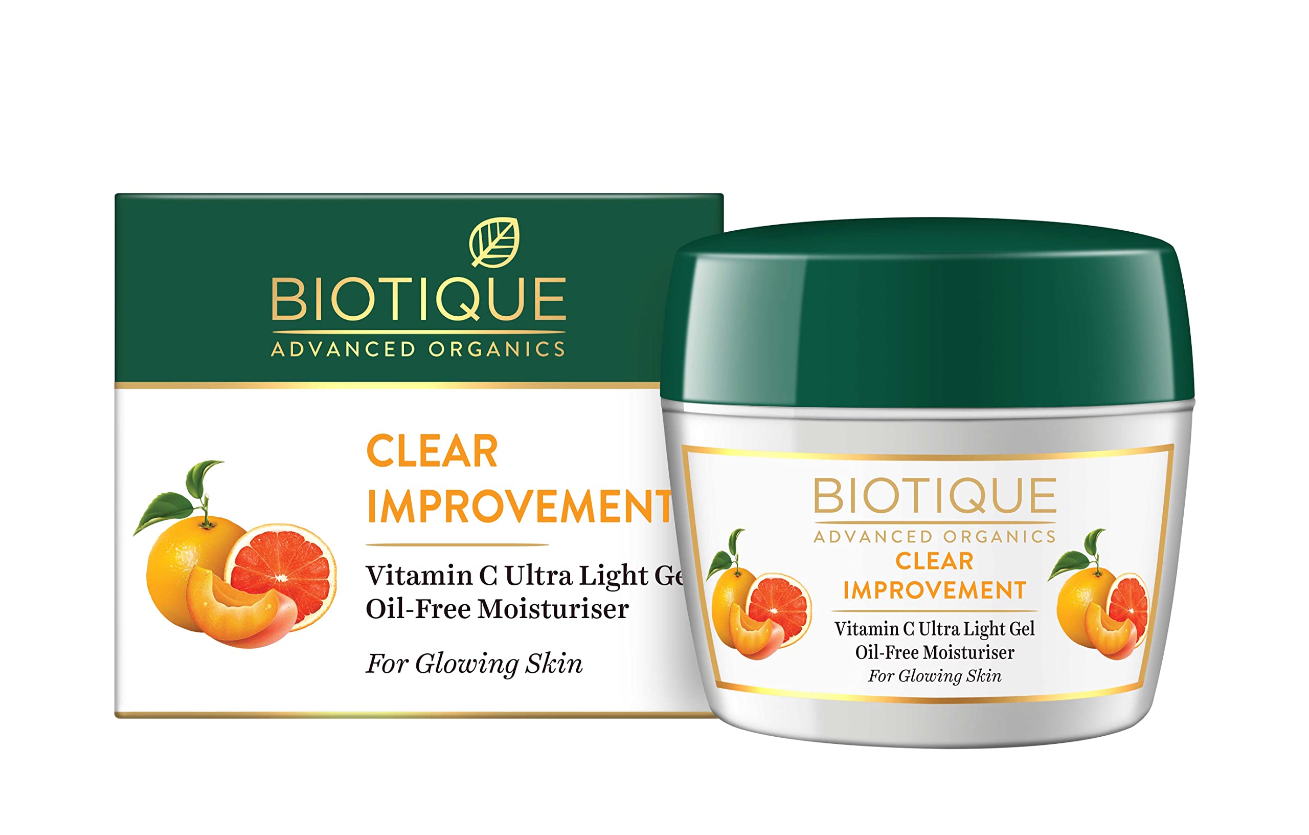 Biotique peach-scented vitamin C face moisturizer jar, oil-free formula