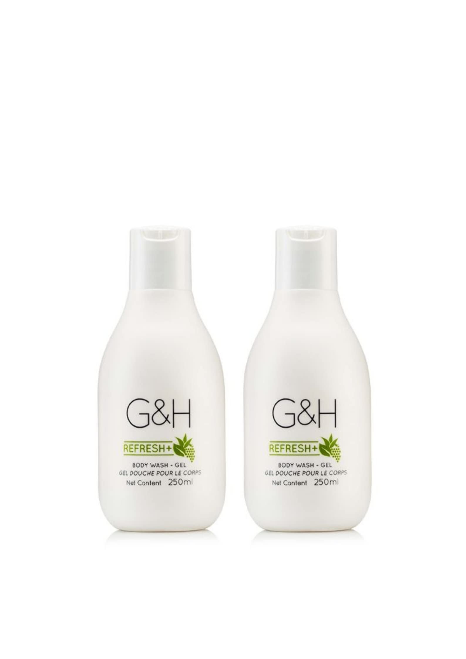 Two Amway G&H Refresh+ passion fruit body wash gel bottles
